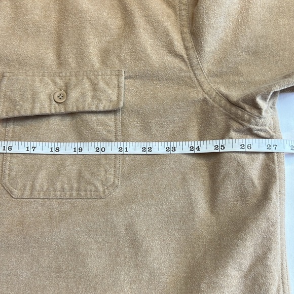 LL Bean Shirt Adult  XXL Tan Flannel Shacket Regular Fit Heavyweight - Picture 6 of 7